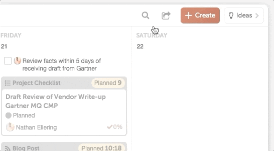 Calendar search box at the top of the calendar used to find a WordPress post by its title.