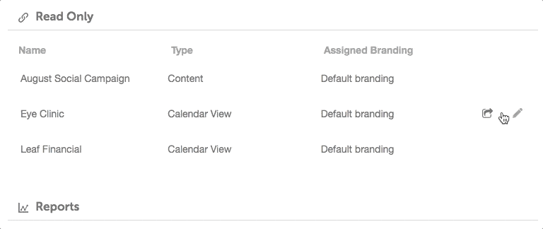 White Label settings: using the pencil icon on a read-only item under Customized Branding to assign a client.