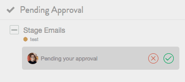 Pending Approval list showing a task that has been approved or denied.