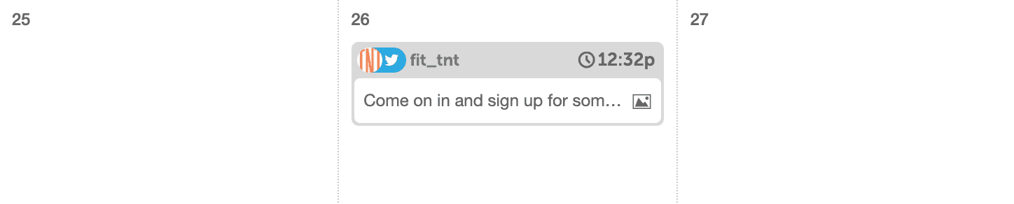 Clock icon on a calendar social message that uses Best Time Scheduling.