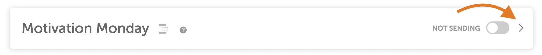 Collapsed ReQueue group with an arrow pointing to the expand arrow next to the Not Sending toggle.