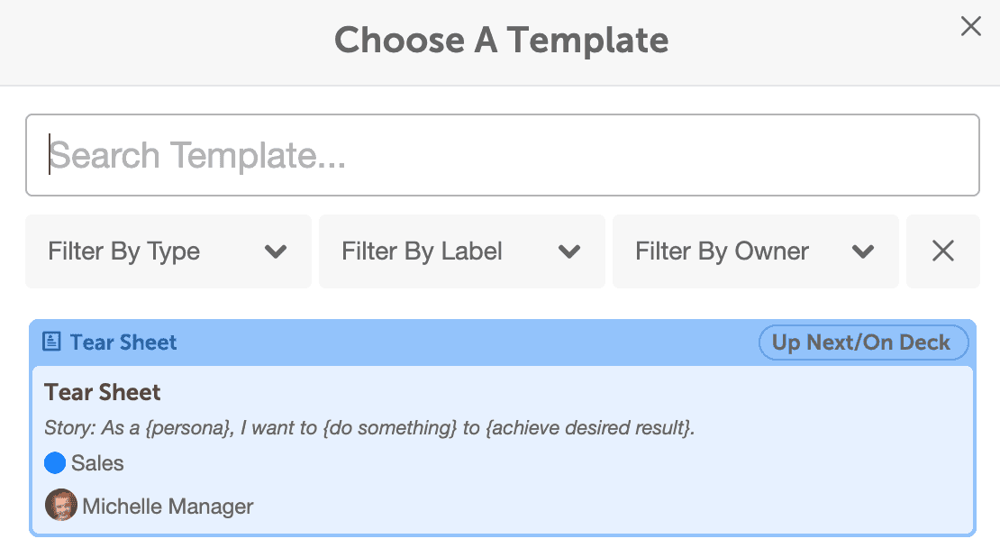 Choose a Template panel listing project templates to start a new project from.