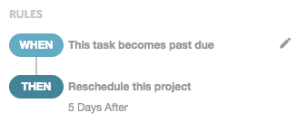 Example rule that reschedules the project when a task becomes past due.