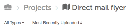 File type filter and sort options inside a folder in Assets.