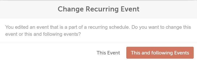 Calendar event window showing the settings for a recurring event.