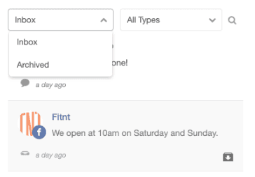 Social Inbox with the archive icon on an item and the toggle between Inbox and Archived items.