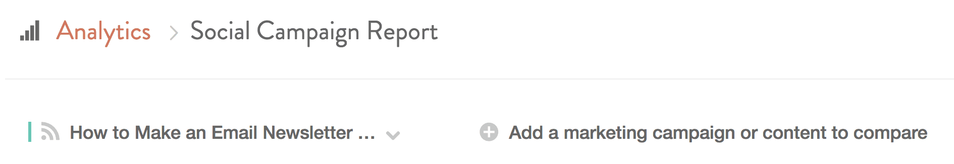 Social Campaign Report with options to choose a marketing campaign or project and add another to compare.