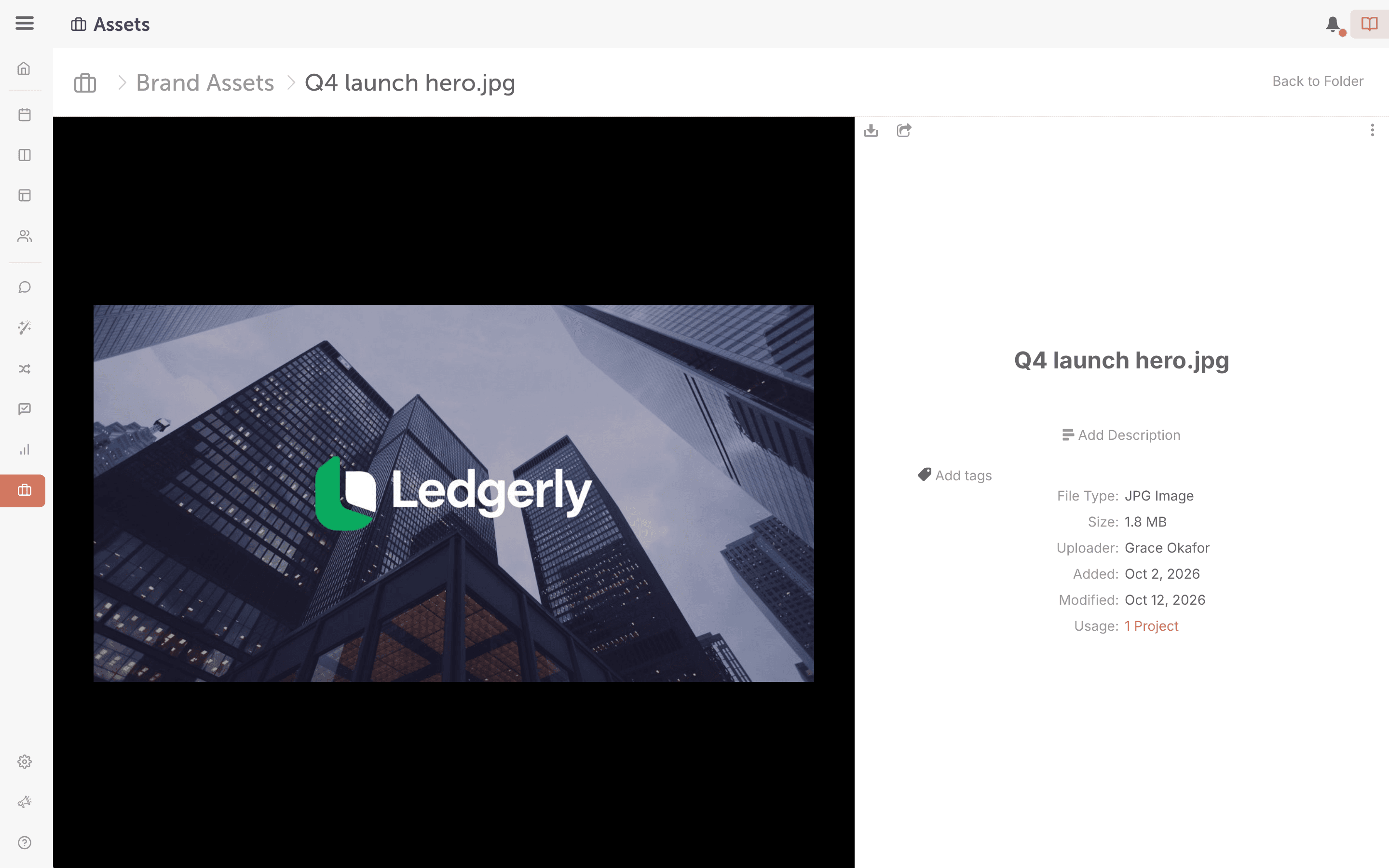 A file open in preview mode in Assets, with its details beside it.