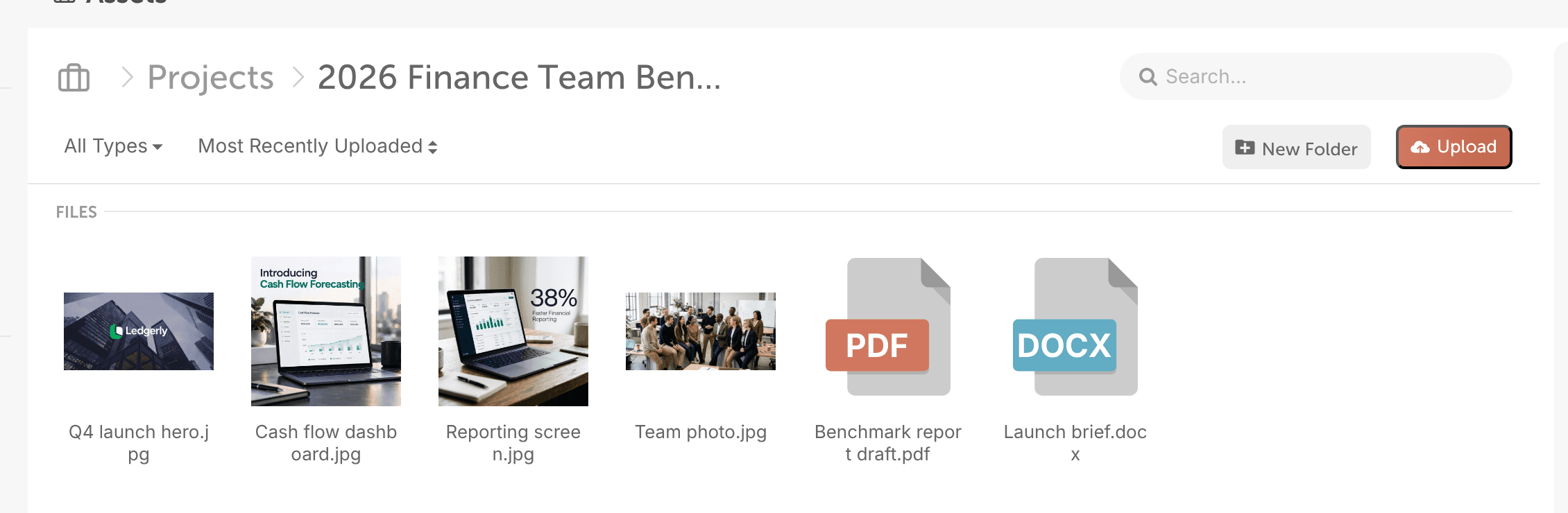 A project's folder in Assets, showing the files added to that project.