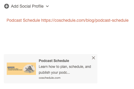New social message in a campaign with the linked page's title and permalink filled in automatically