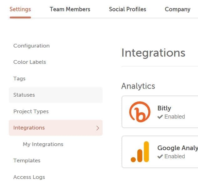 Settings with Integrations selected, showing the integrations you can connect to your calendar.