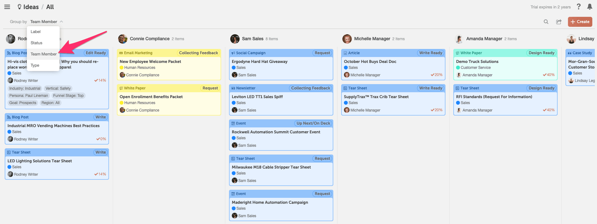 Idea Board in CoSchedule