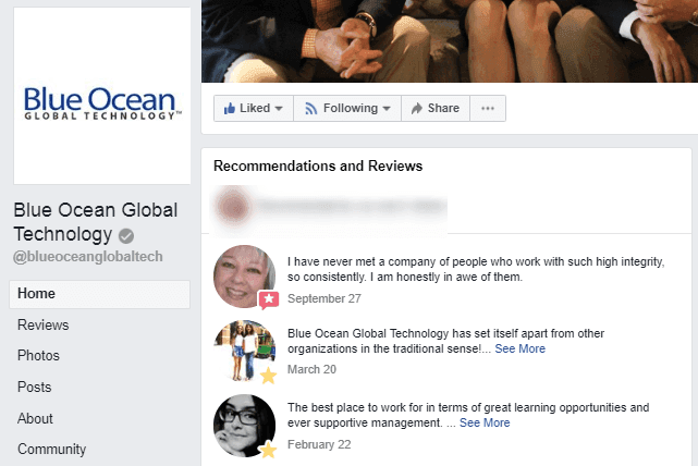Blue Ocean Global Technology main Facebook page