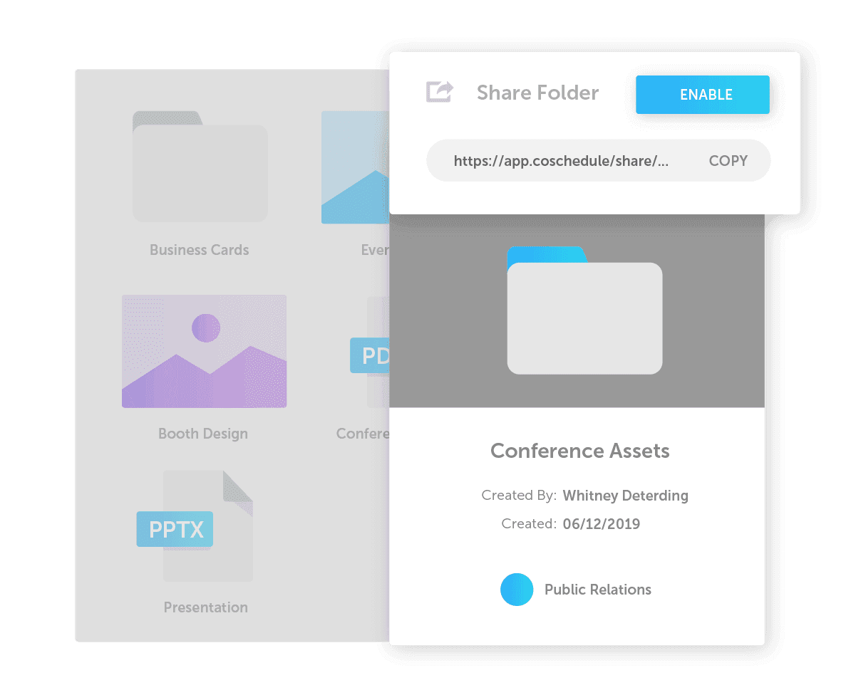 Share folder pop up menu (ex. conference assets)