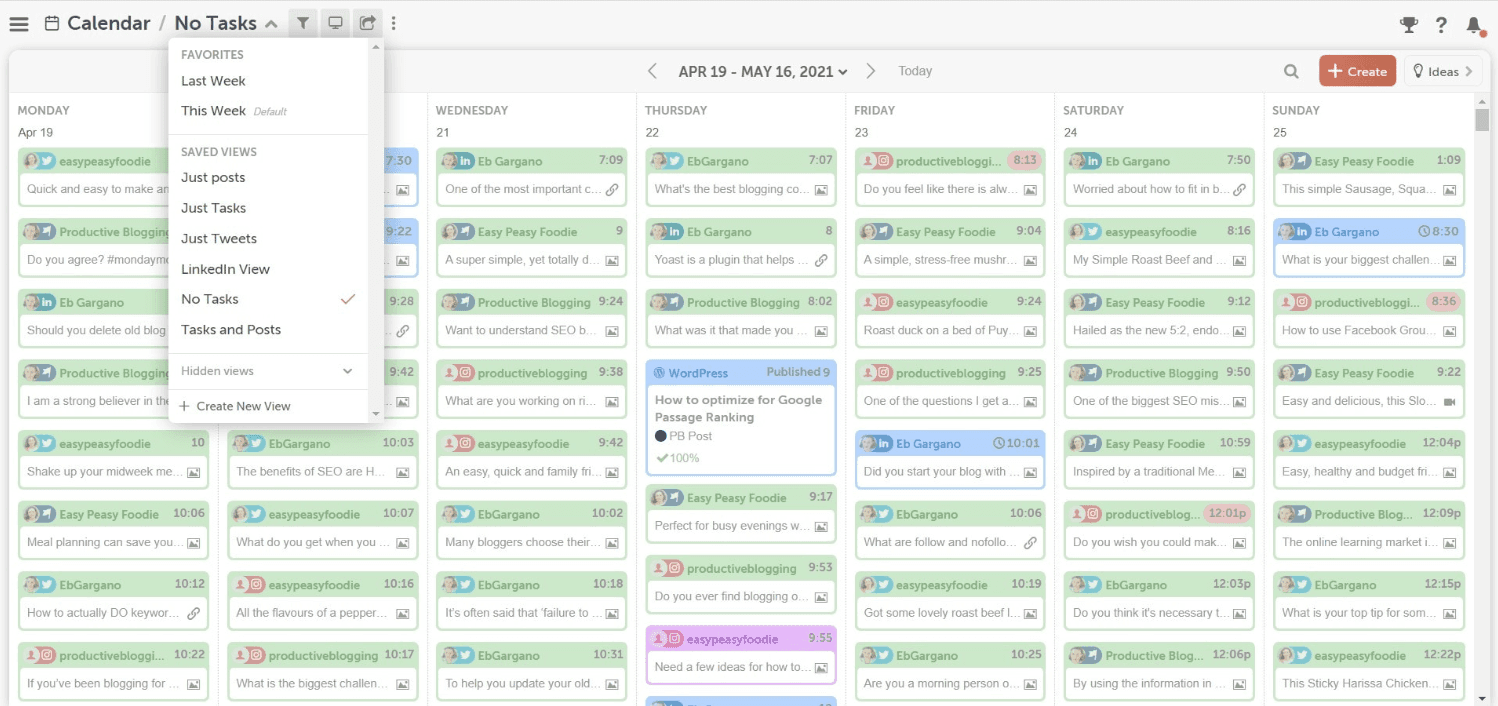 Screenshot of CoSchedule's marketing calendar 