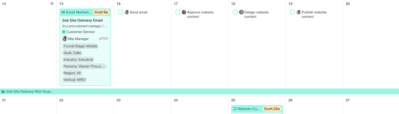 image showing new project in marketing calendar