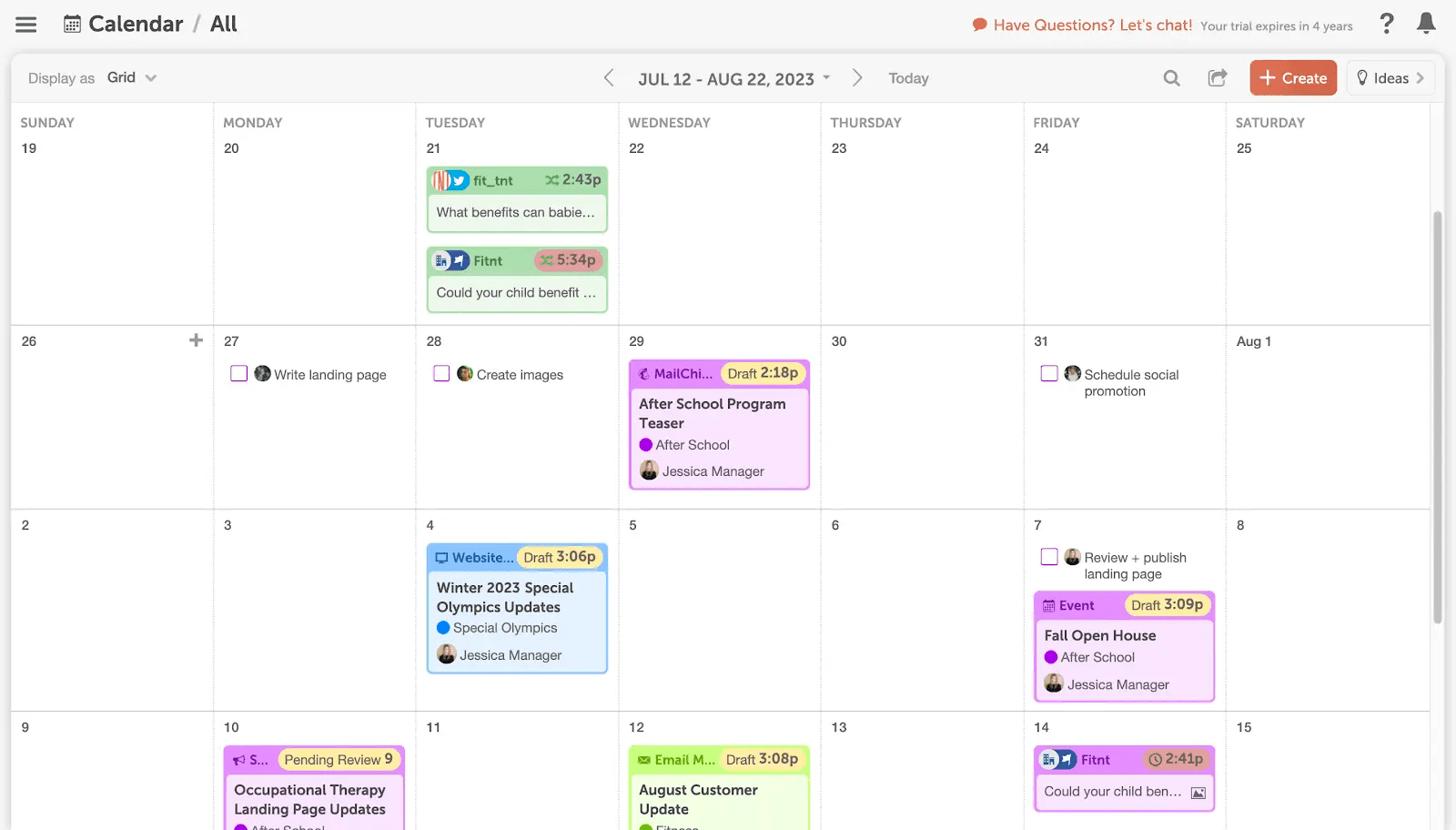 CoSchedule screenshot of the marketing calendar