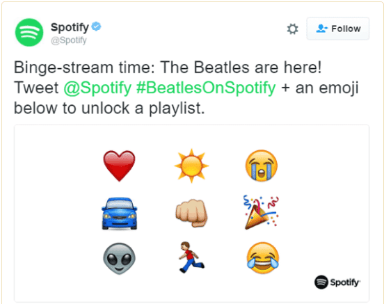 Spotfy tweet using emojis 
