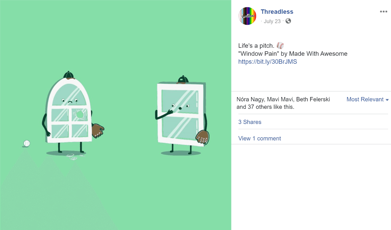 Example of Facebook post copy from Threadless