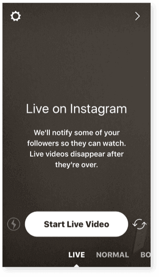Live on Instagram page in the Instagram app.