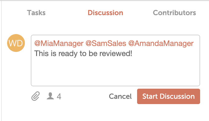 Kim demonstrates how easy it is to collaborate with coworkers in CoSchedule