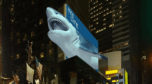 3D shark ad on Times Square