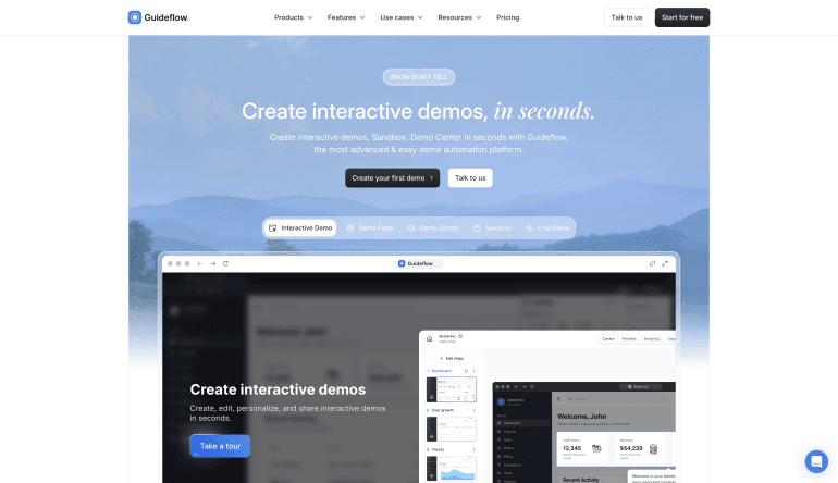 Graphic of the Guideflow homepage.