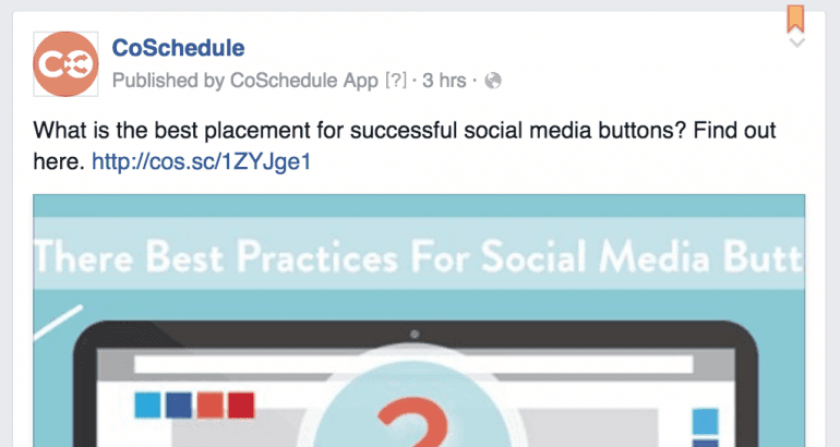 Example of a CoSchedule Facebook post sharing a blog