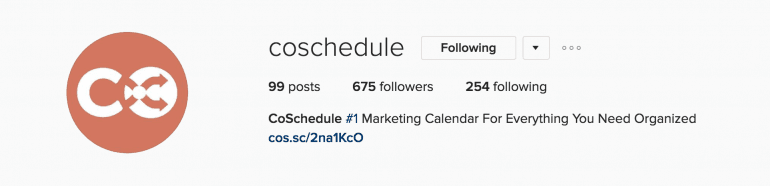 CoSchedule Instagram bio