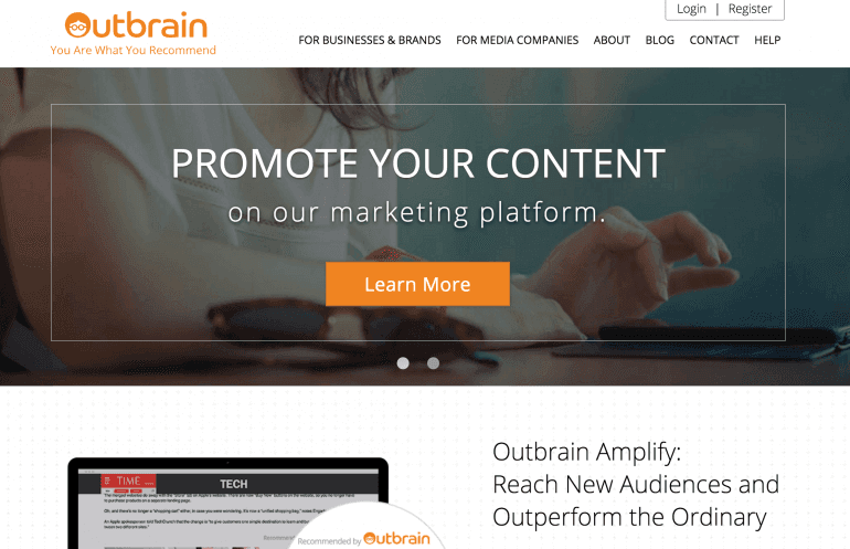 Outbrain website homepage