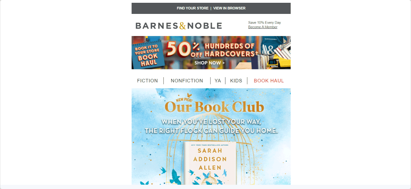 Barnes & Noble promotion email