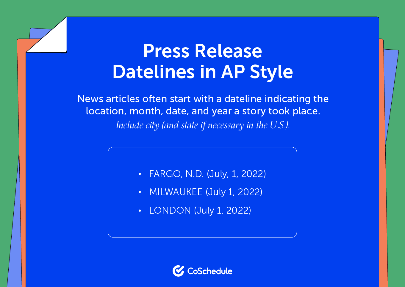 Press release datelines for AP style