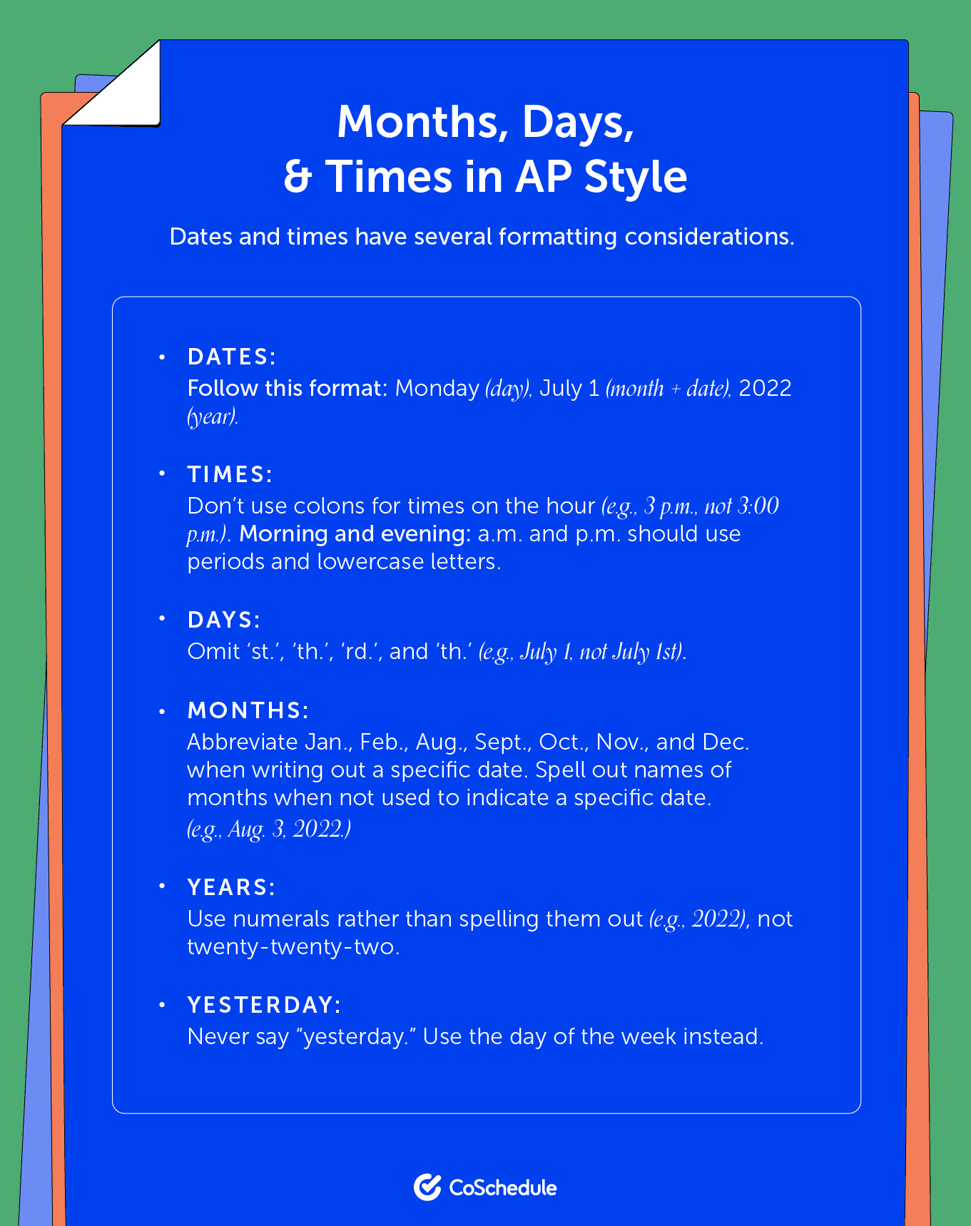 Months, days, and times in AP style