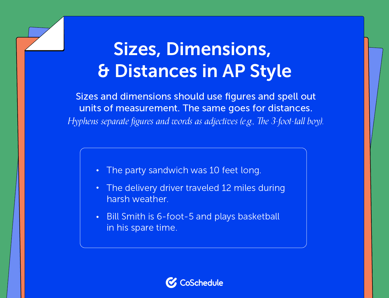 Sizes dimensions and distances in AP style
