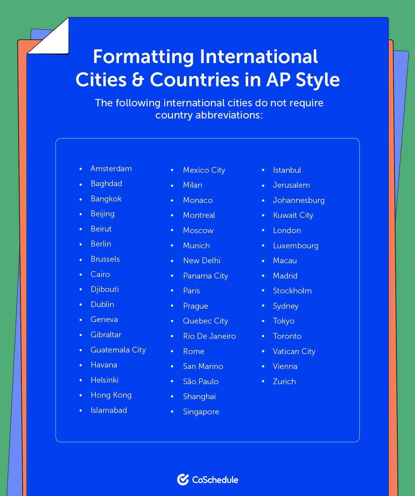Formatting International cities and countries in AP style