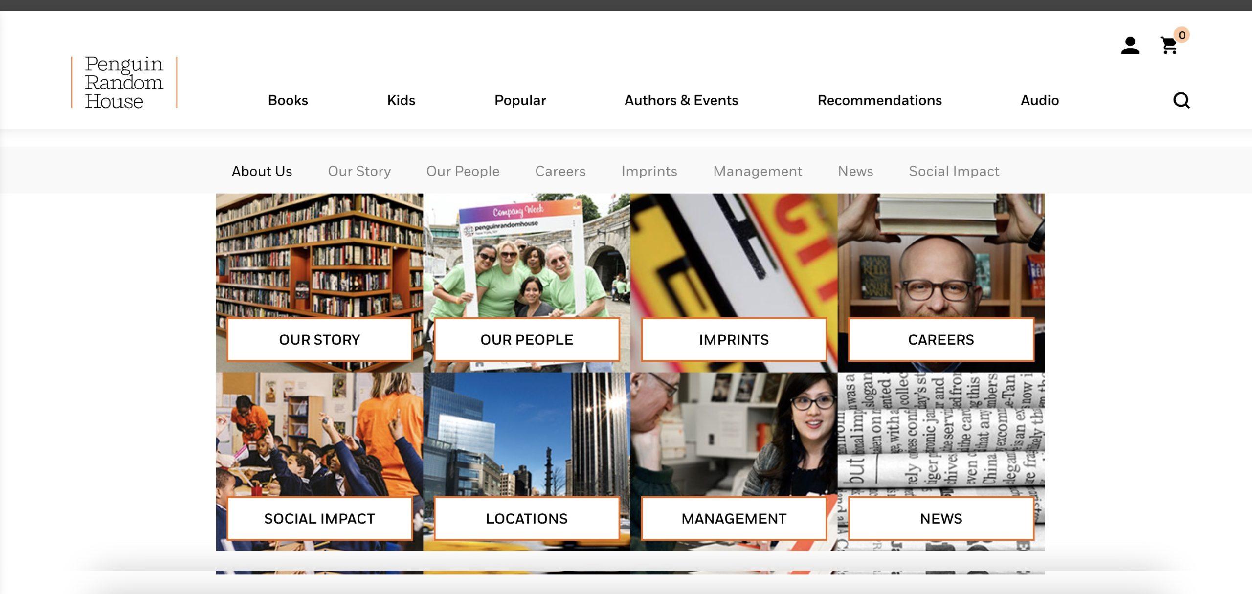 Penguin Random House about us page layout and design