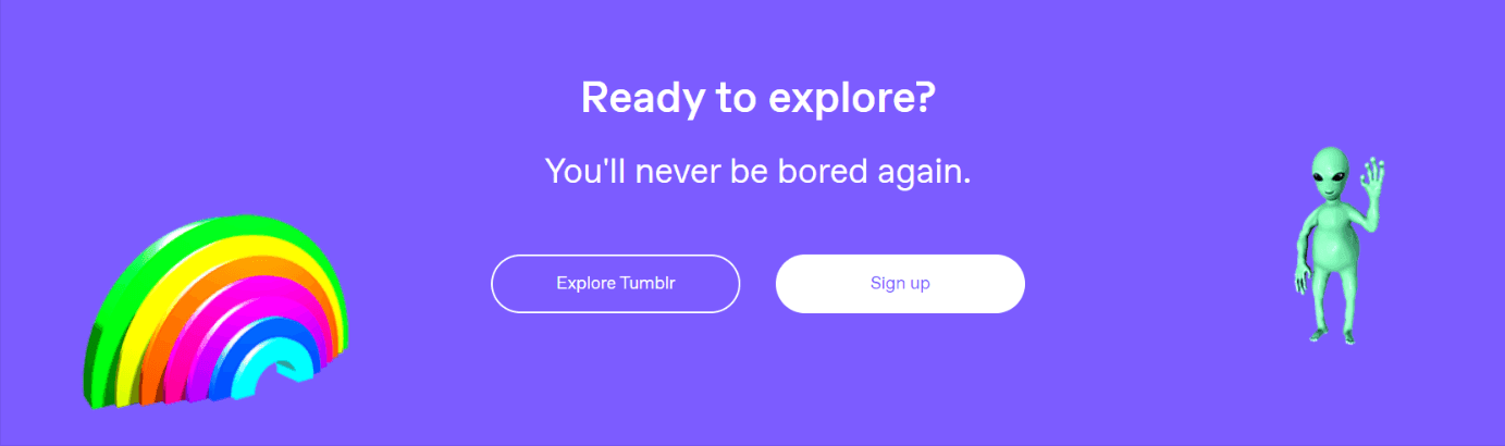 Tumblr call to action on their about us page
