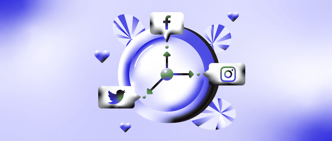 Clock with Facebook Twitter and Instagram logos