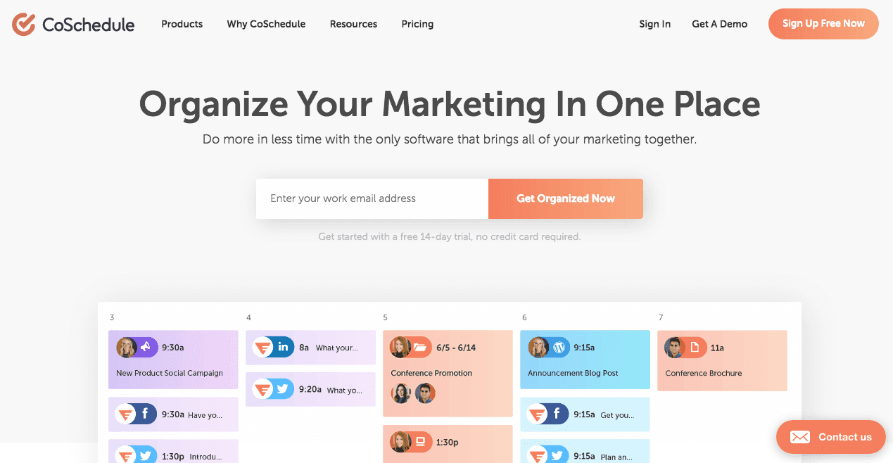 CoSchedule's homepage