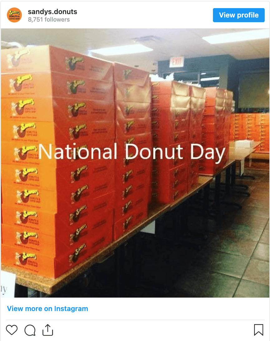 National donut day post by Sandys Donuts