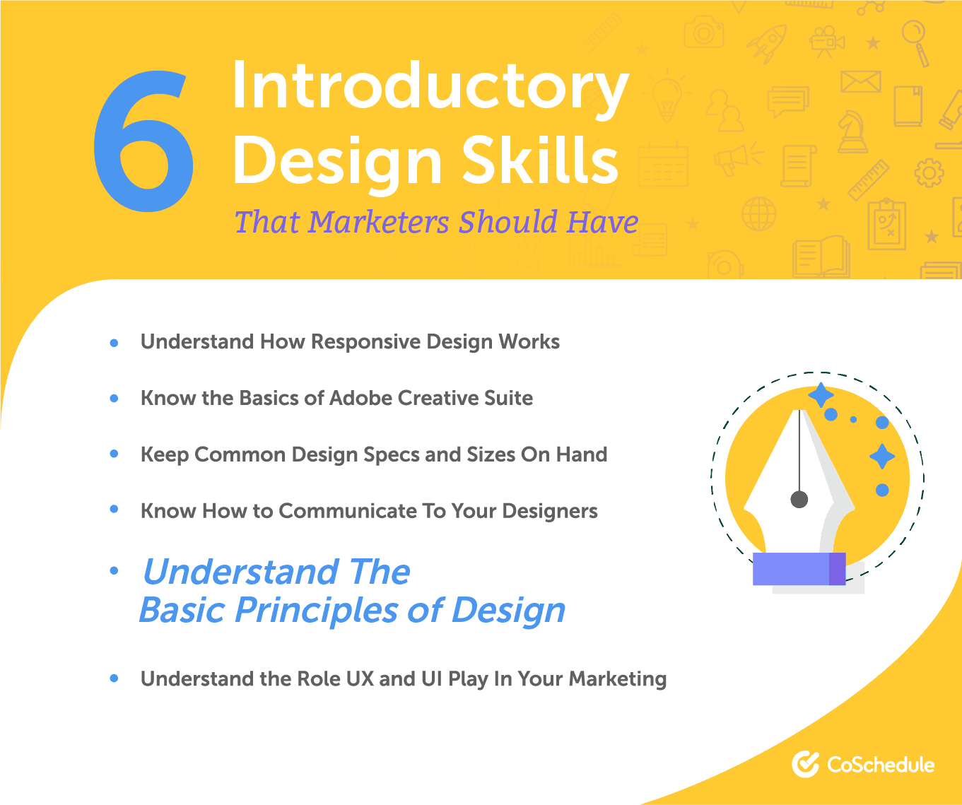 List of 6 introductory design skills marketers should have.