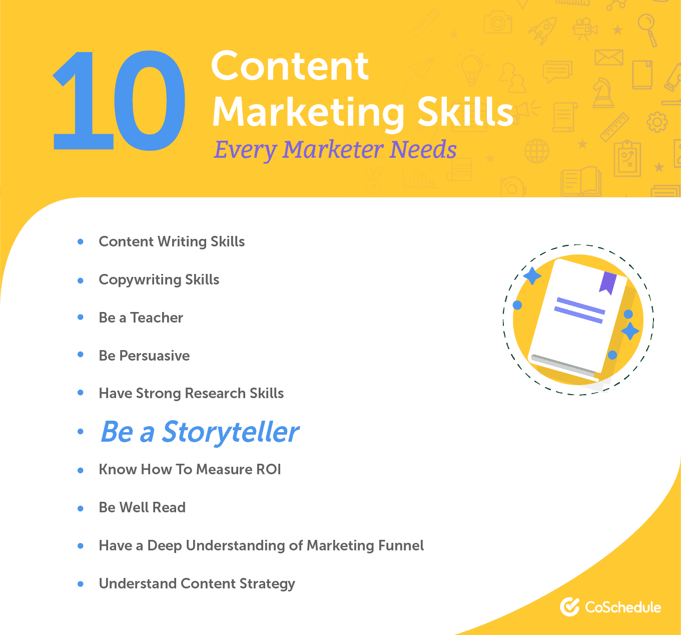 List of 10 content marketing skills every marketer needs.
