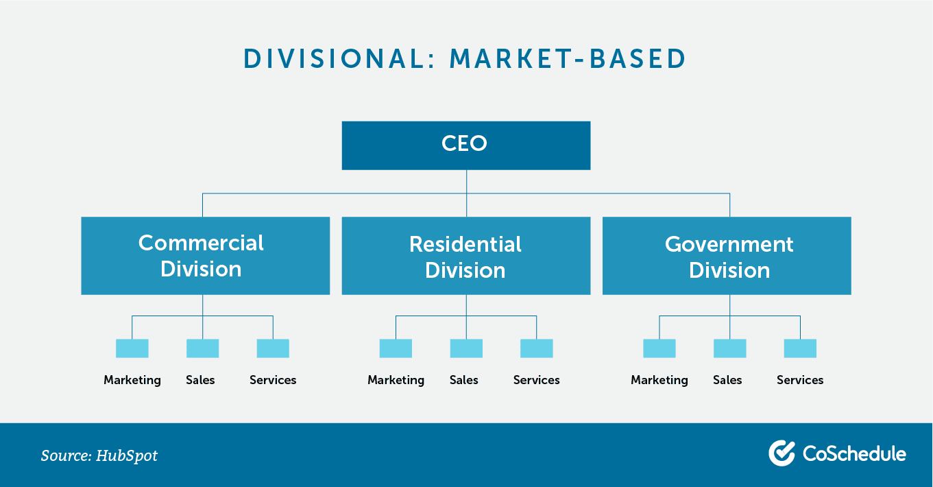 Divisional org chart: market-based.