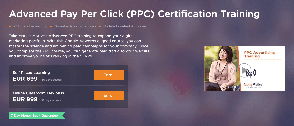 Advanced PPC certification training course from Market Motive.