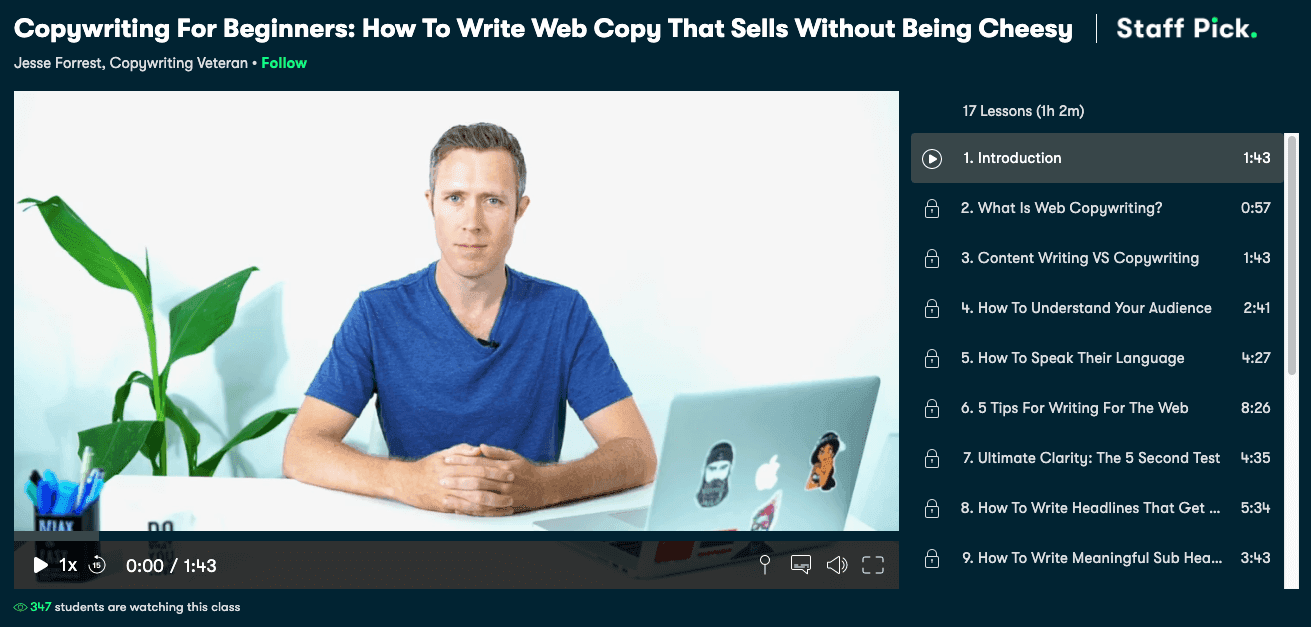 Skillshare's copywriting for beginners course.