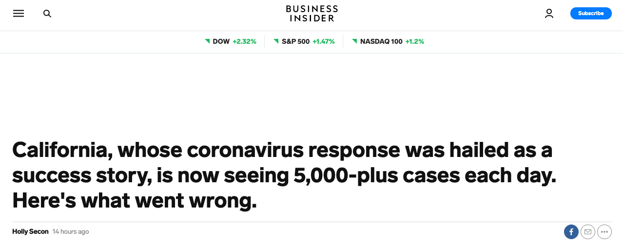 Business Insider manchete... "o que correu mal?" exemplo"what went wrong?" example