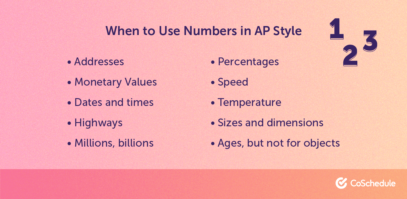 When to use numerals in AP Style