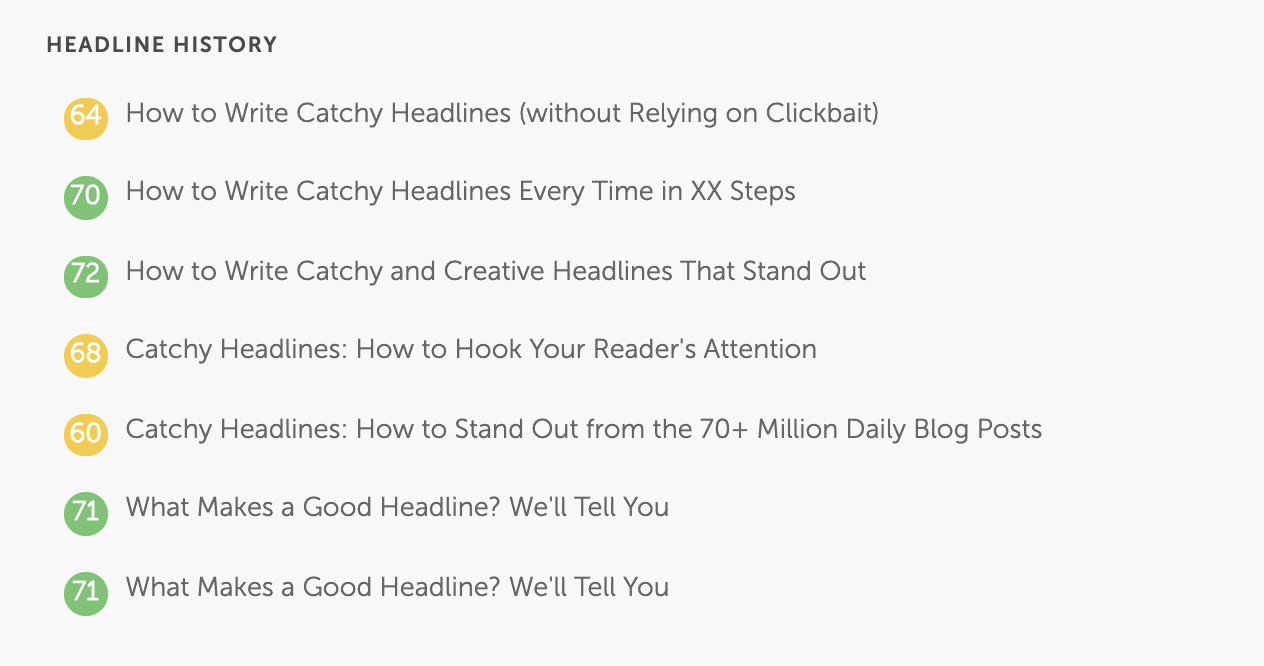 Headline analysis history