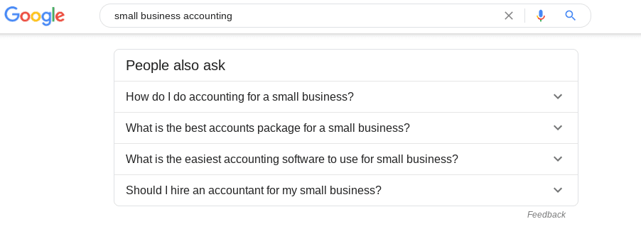 Google search for small business accounting