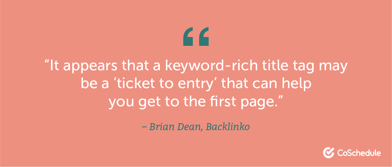 Quote from Brian Dean about using keywords